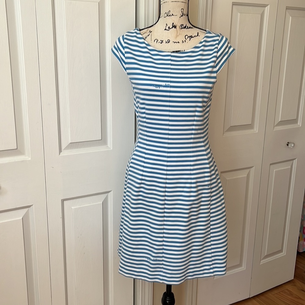 Lilly Pulitzer Briella Blue White Stripe Ponte Dress Sm - Picture 4 of 12
